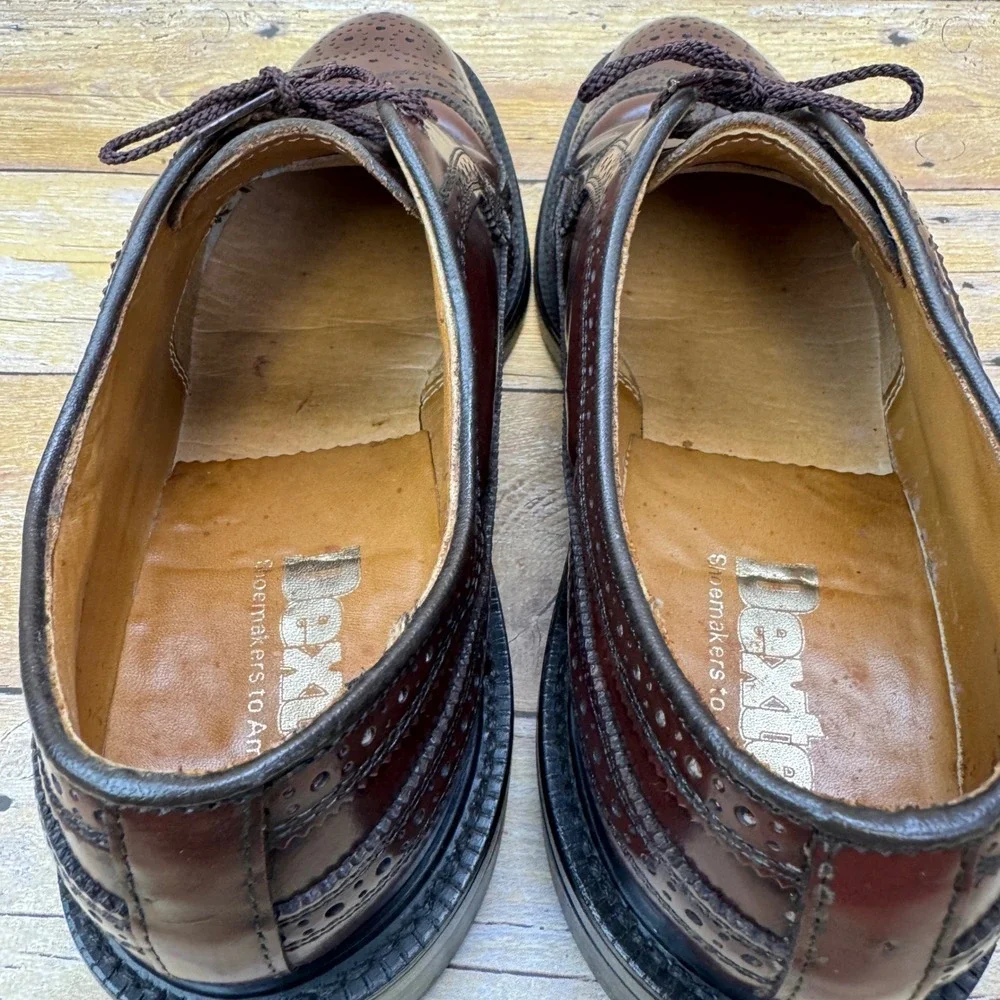 Vintage Dexter USA Dress Shoes Men 10.5 C Burgundy Wingtip‎ Longwing Brogue